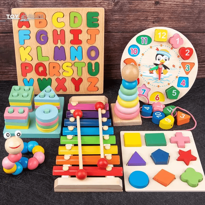 Montessori Baby Toys Wooden Blocks Jigsaw Puzzles Game Preschool Early Learning Educational Development - The Toy Base