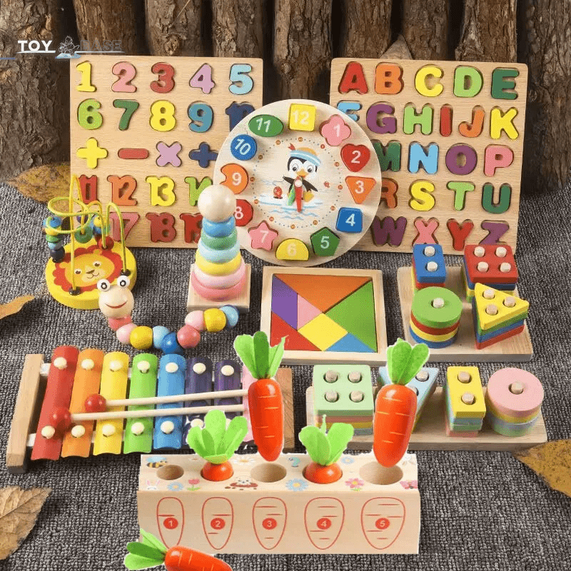 Montessori Baby Toys Wooden Blocks Jigsaw Puzzles Game Preschool Early Learning Educational Development - The Toy Base