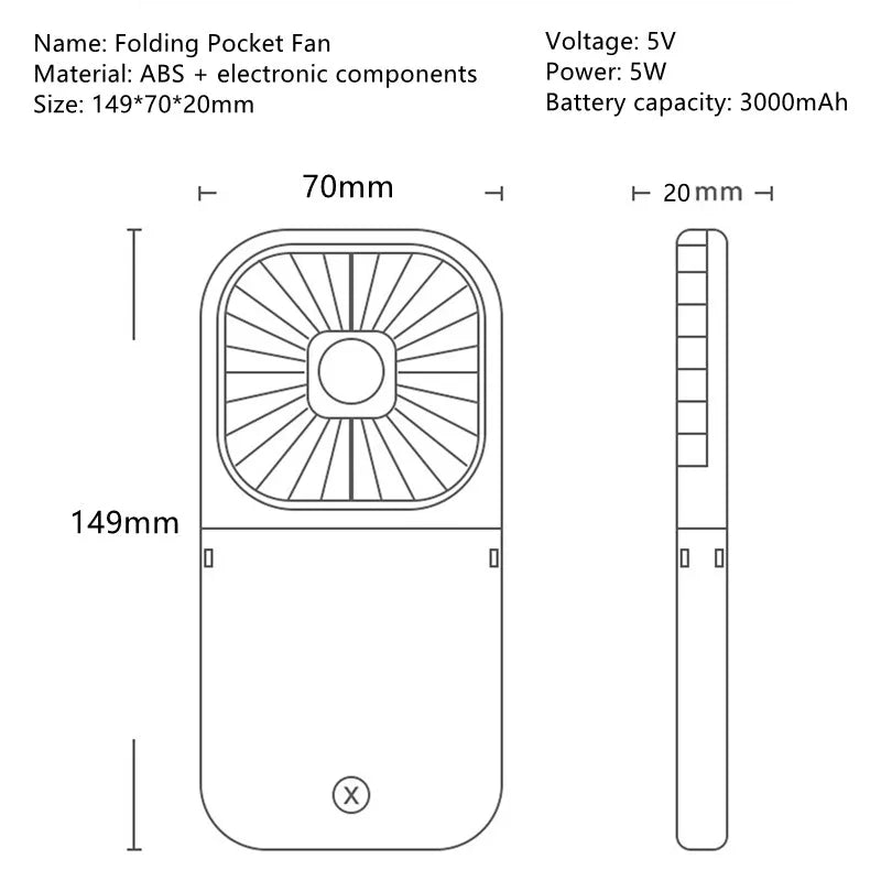 Neck Fan - Mini Portable - Folding - Power Bank - Handheld - Multi Function - Fast Charge - I Love 💕