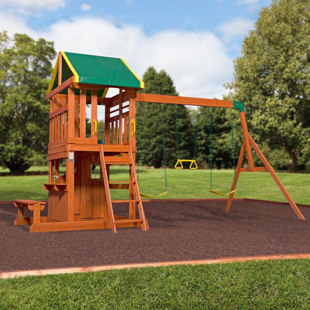 Oakmont Cedar Wooden Swing Set - The Toy Base