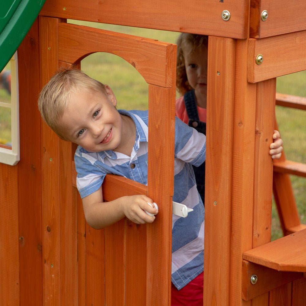 Oakmont Cedar Wooden Swing Set - The Toy Base