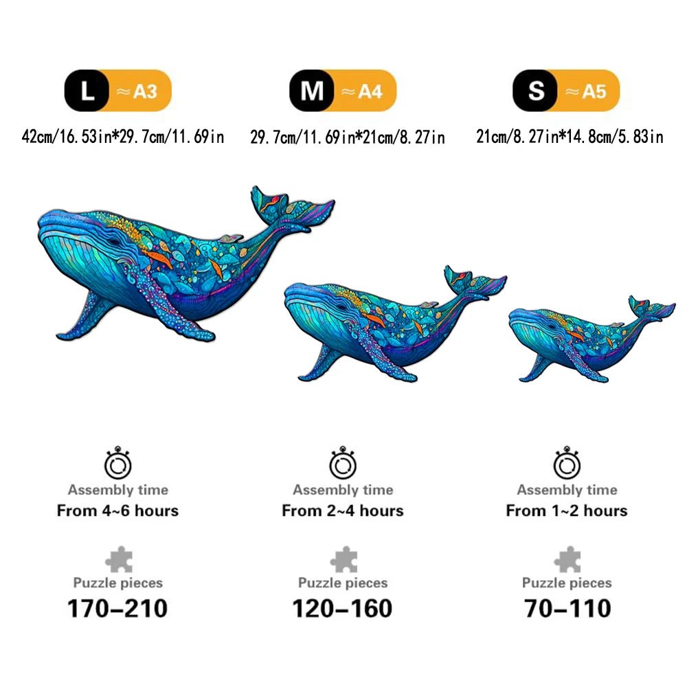 Ocean Whale Wooden Puzzles - The Toy Base