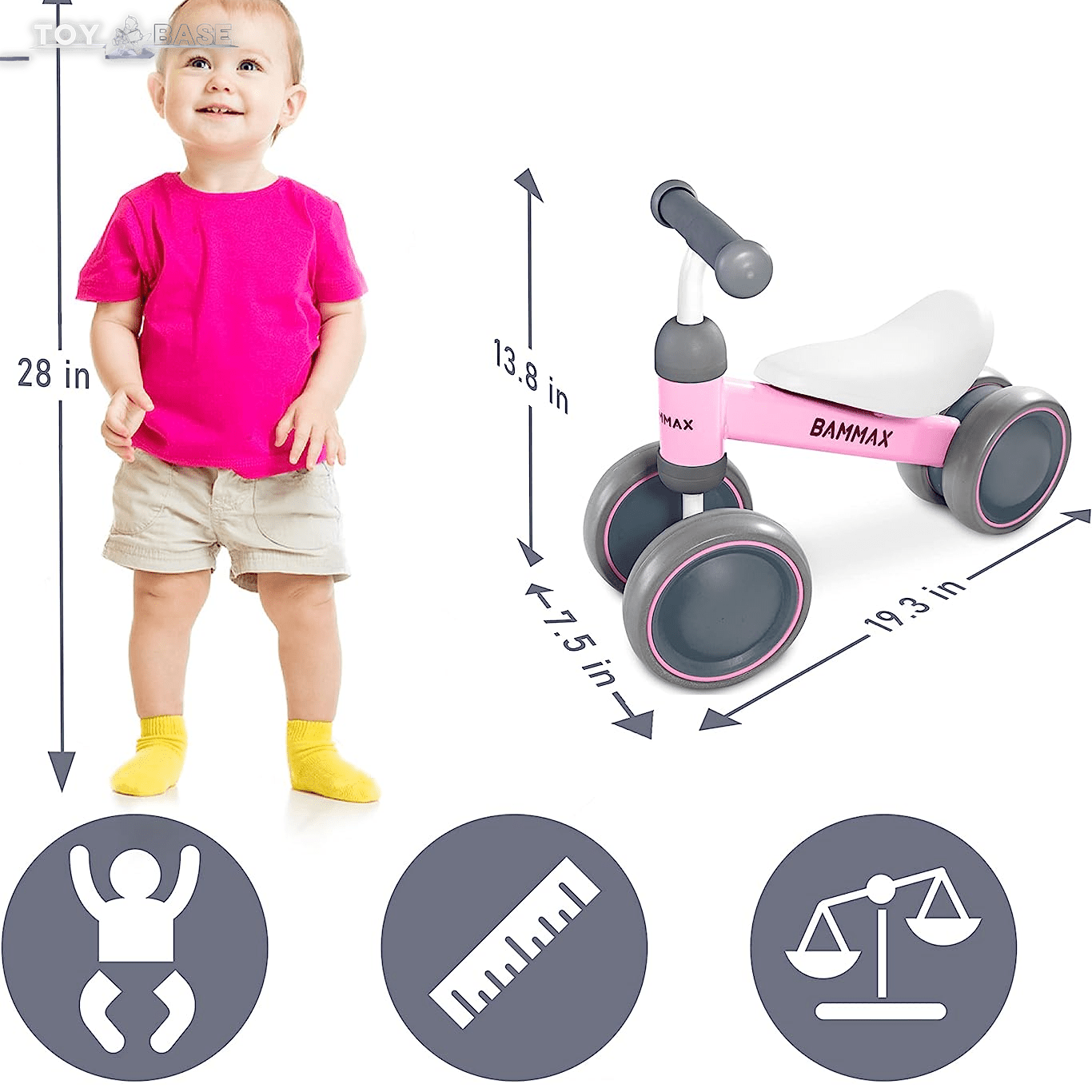 Official Tykebike® Toddler & Baby Bike | Toddler & Baby Balance Bike Ride on Toy | Easy Glide Wheels & Safer Toddler Bike Steering | Indoor/Outdoor Baby & Toddler Ride on Toys for 1+ Year Old - The Toy Base