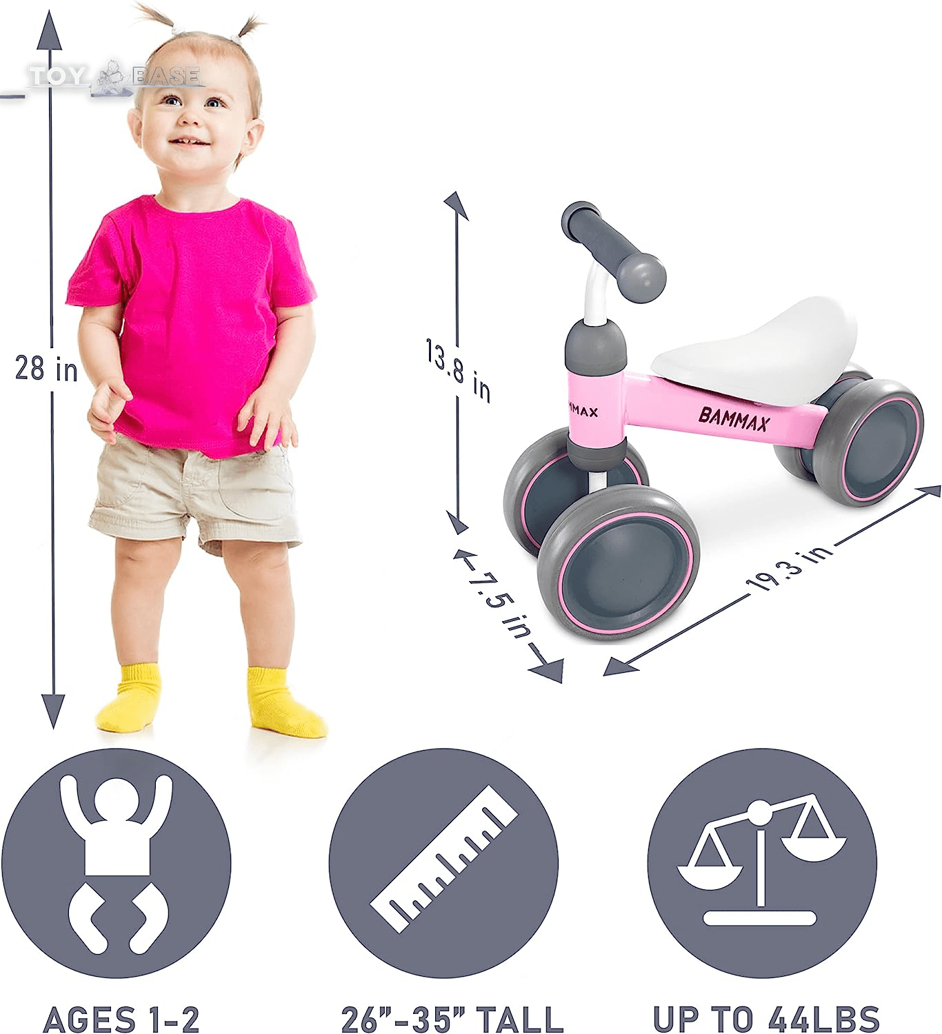 Official Tykebike® Toddler & Baby Bike | Toddler & Baby Balance Bike Ride on Toy | Easy Glide Wheels & Safer Toddler Bike Steering | Indoor/Outdoor Baby & Toddler Ride on Toys for 1+ Year Old - The Toy Base