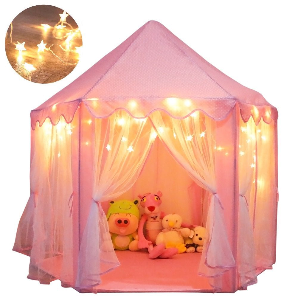 ORIAN Princess Castle Playhouse Tent (with LED Star Lights) - The Toy Base