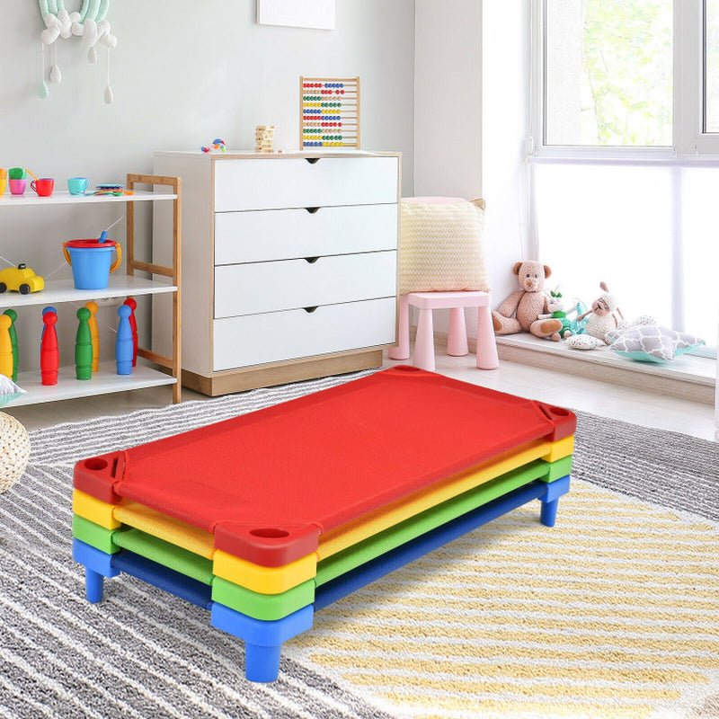 Pack of 4 Colorful Kids Stackable Naptime Cot - The Toy Base