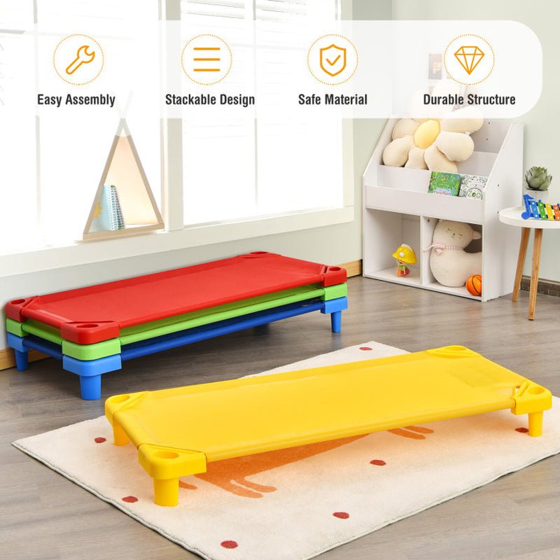 Pack of 4 Colorful Kids Stackable Naptime Cot - The Toy Base