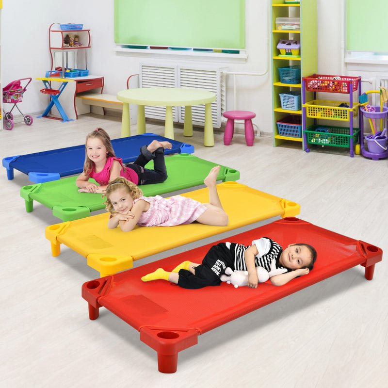 Pack of 4 Colorful Kids Stackable Naptime Cot - The Toy Base