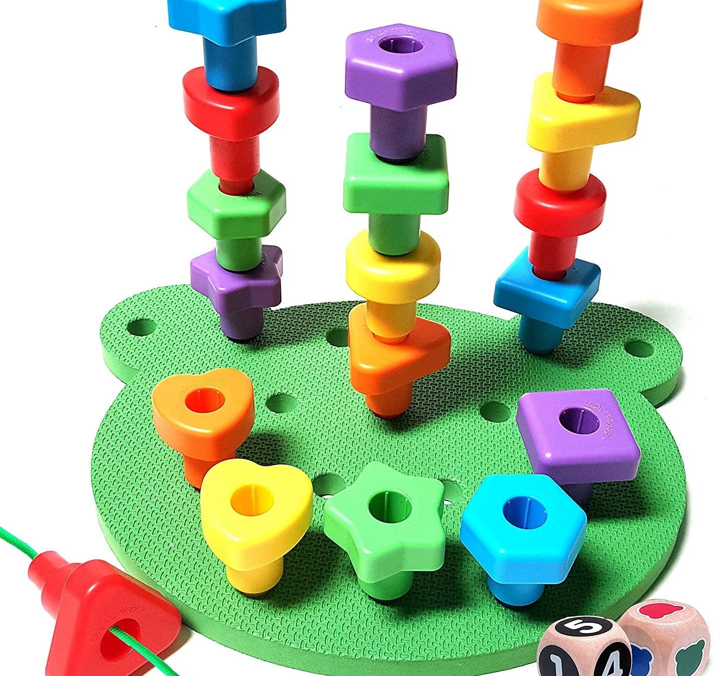 Peg Board Stacking Shapes - Lacing Fine Motor Skills Montessori Toys - The Toy Base