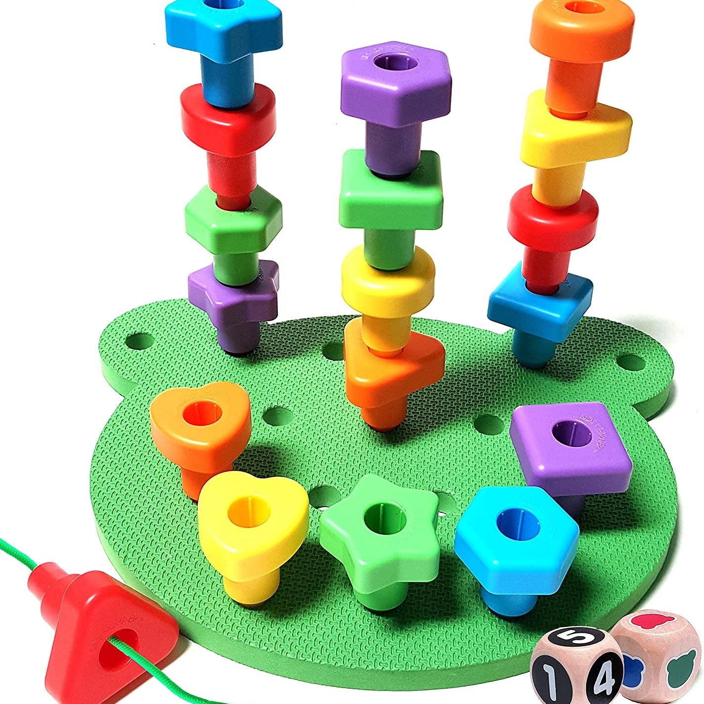 Peg Board Stacking Shapes - Lacing Fine Motor Skills Montessori Toys - The Toy Base