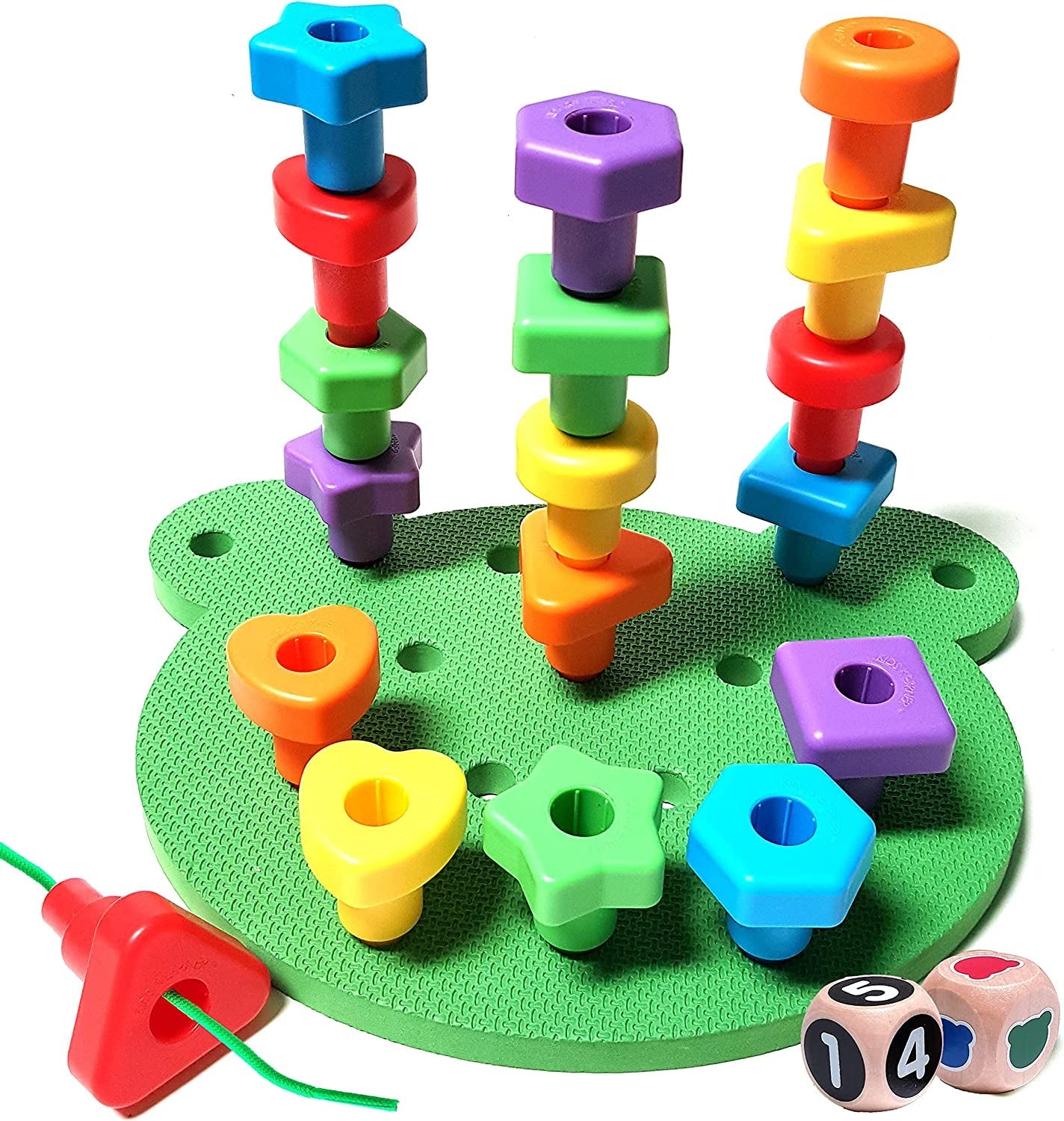 Peg Board Stacking Shapes - Lacing Fine Motor Skills Montessori Toys - The Toy Base