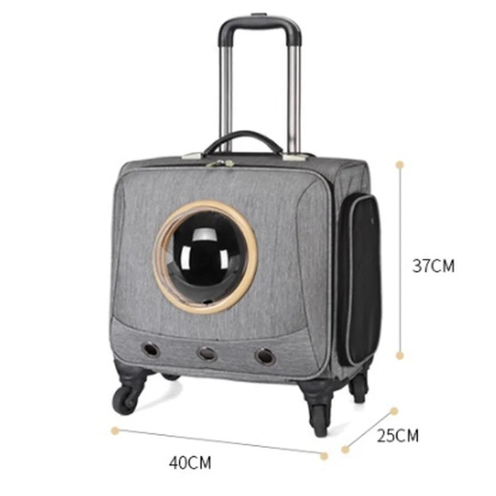 Pet Travel Trolley Case Portable Pet Suitcase with Universal Wheel General Pet Box for Cats and Dogs Pet Luggage - The Toy Base