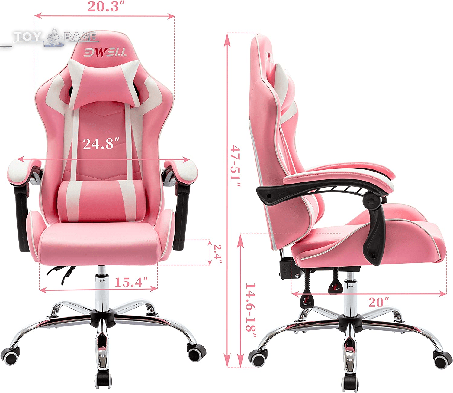 Pink Gaming Chair Ergonomic Computer Chair,Gamer Chair Pink Office Chair Gaming Massage Chair - The Toy Base