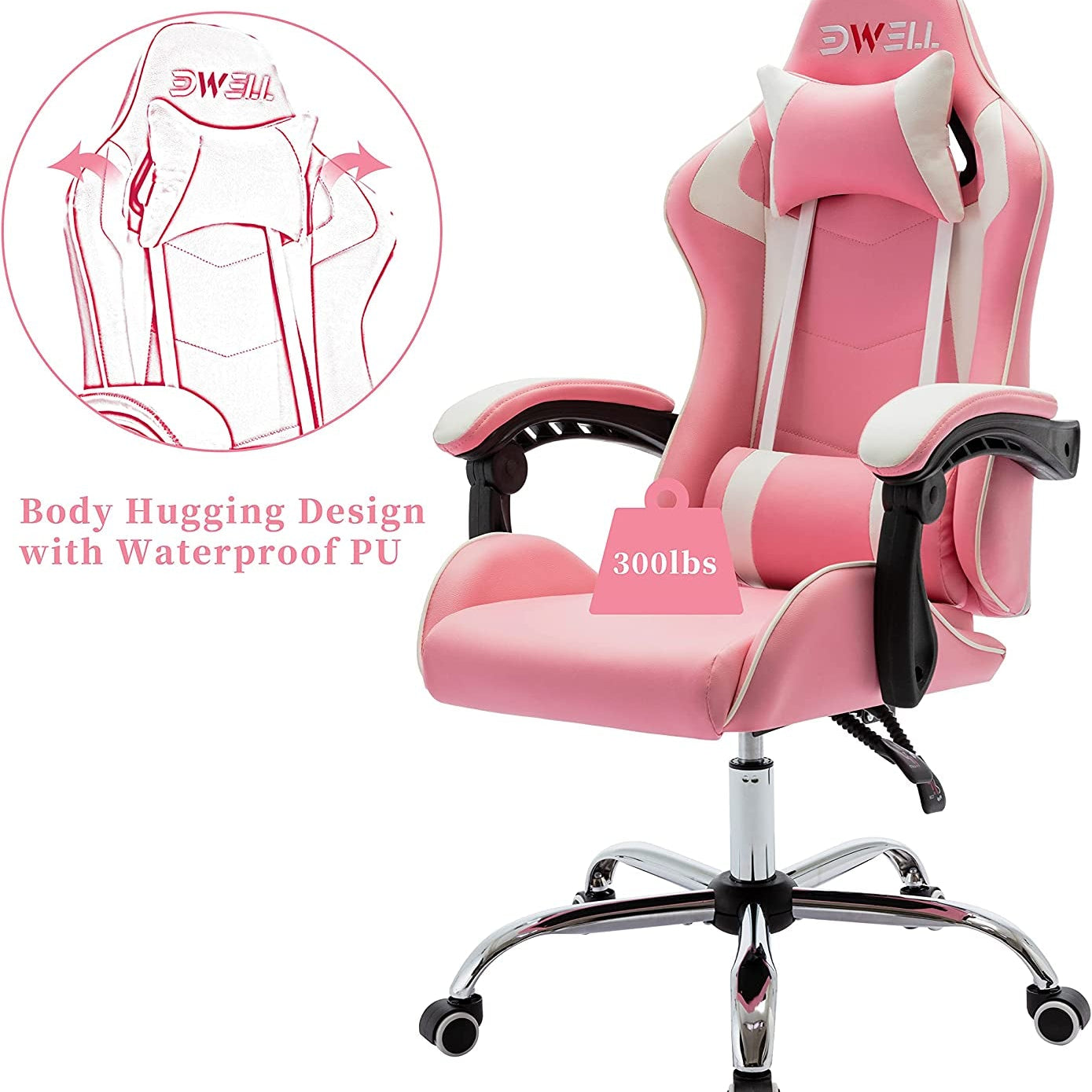 Pink Gaming Chair Ergonomic Computer Chair,Gamer Chair Pink Office Chair Gaming Massage Chair - The Toy Base