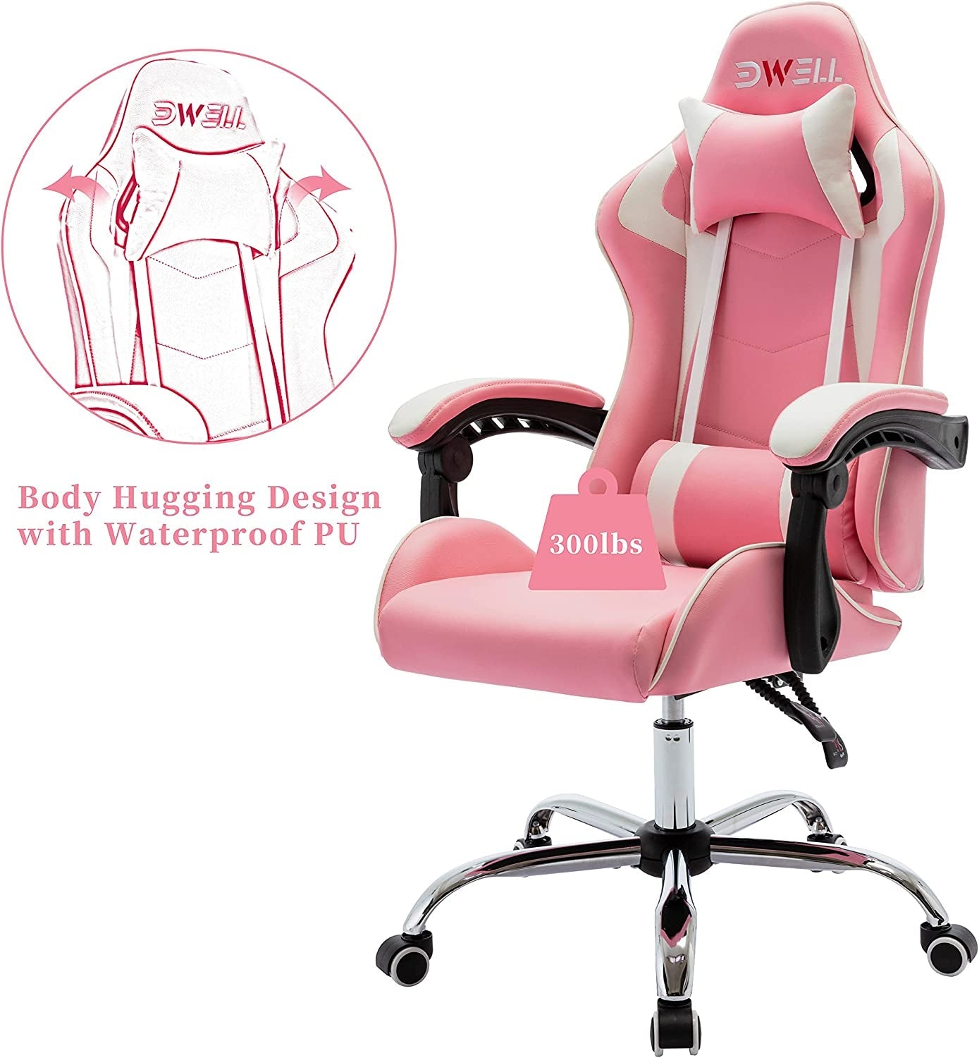 Pink Gaming Chair Ergonomic Computer Chair,Gamer Chair Pink Office Chair Gaming Massage Chair - The Toy Base