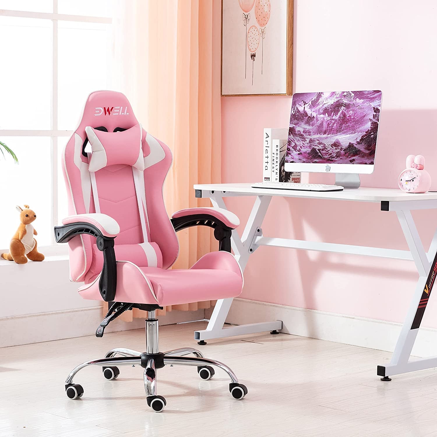 Pink Gaming Chair Ergonomic Computer Chair,Gamer Chair Pink Office Chair Gaming Massage Chair - The Toy Base