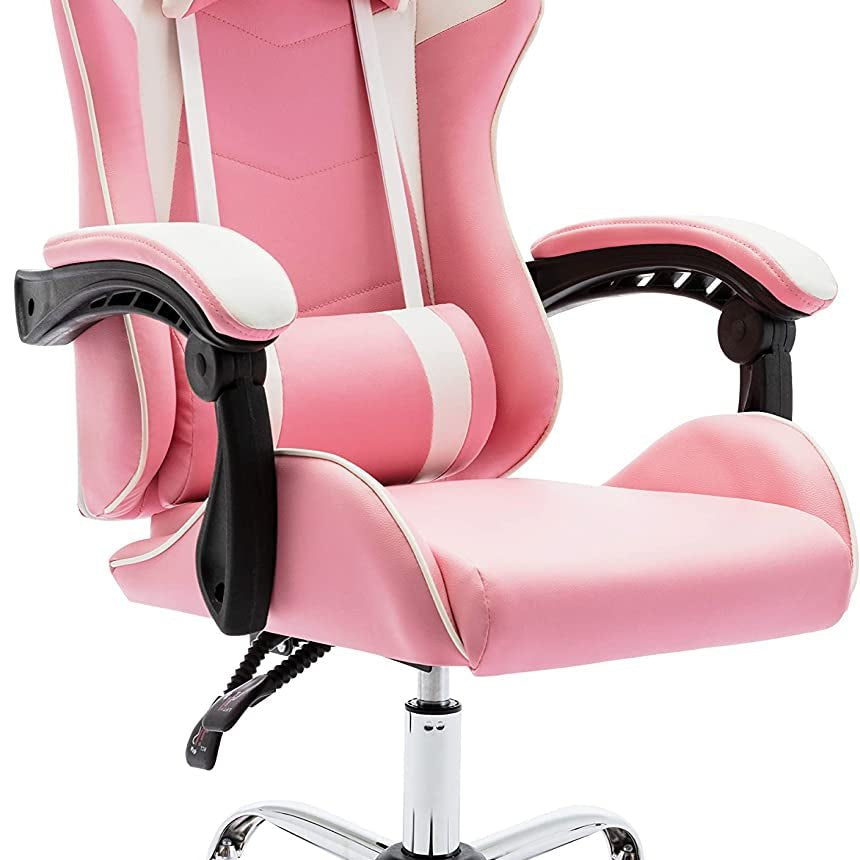 Pink Gaming Chair Ergonomic Computer Chair,Gamer Chair Pink Office Chair Gaming Massage Chair - The Toy Base