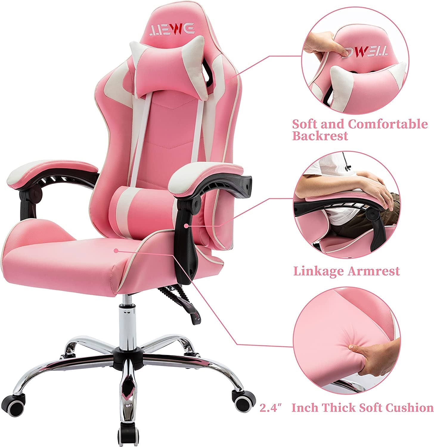 Pink Gaming Chair Ergonomic Computer Chair,Gamer Chair Pink Office Chair Gaming Massage Chair - The Toy Base