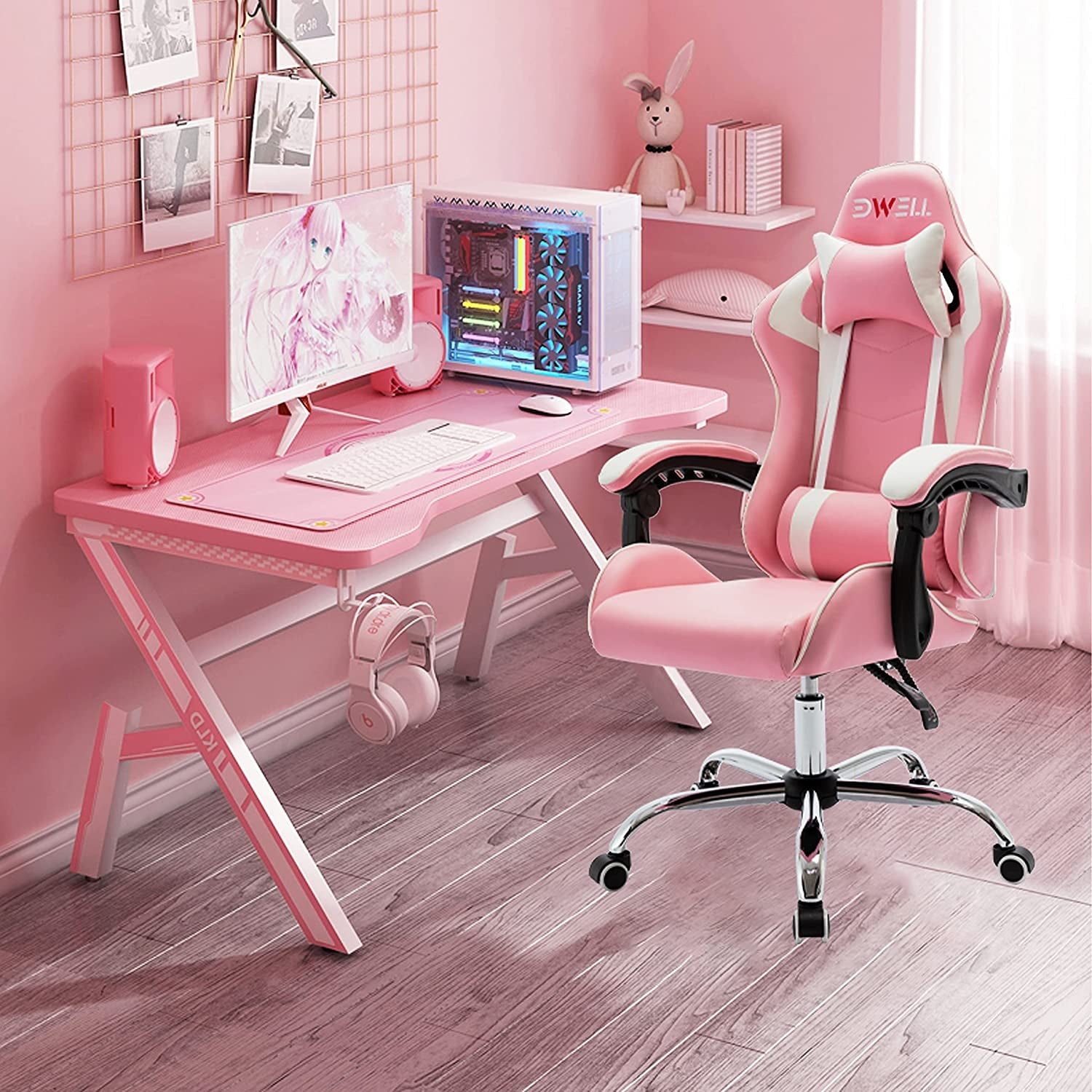 Pink Gaming Chair Ergonomic Computer Chair,Gamer Chair Pink Office Chair Gaming Massage Chair - The Toy Base