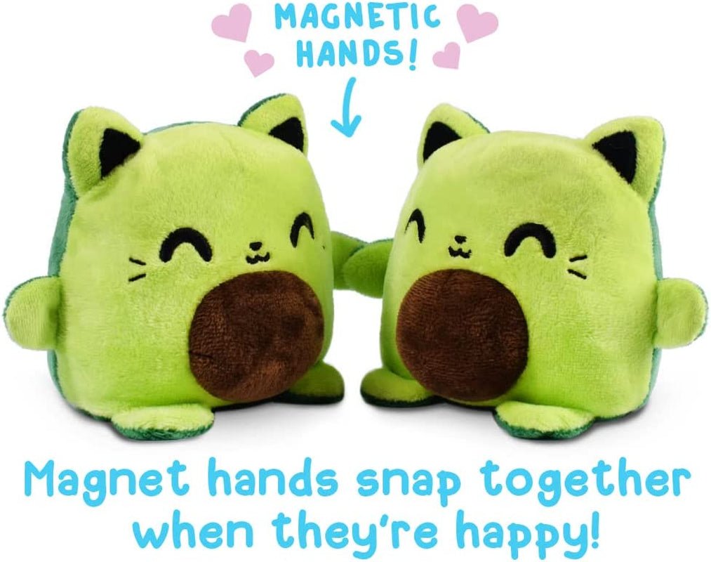 Plushmates - Magnetic Reversible Plushies That Hold Hands When Happy - Avocado Cat - Huggable and Soft Sensory Fidget Toy Stuffed Animals That Show Your Mood - Gift for Kids and Adults! - The Toy Base