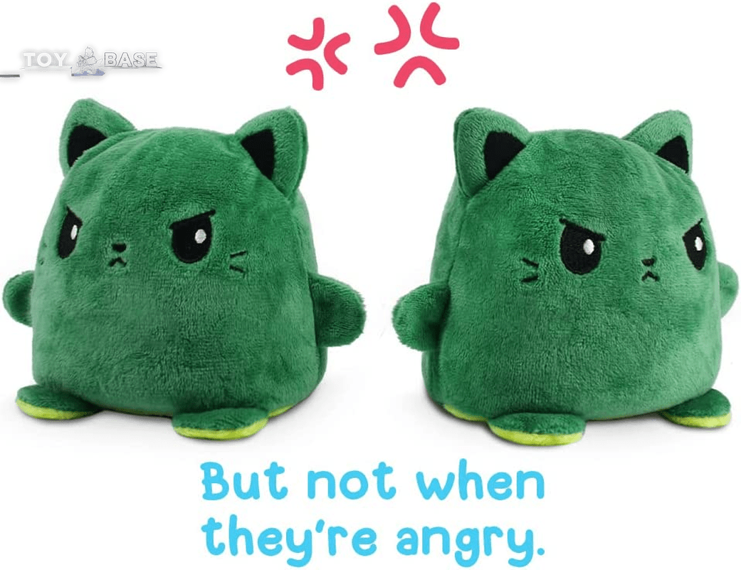 Plushmates - Magnetic Reversible Plushies That Hold Hands When Happy - Avocado Cat - Huggable and Soft Sensory Fidget Toy Stuffed Animals That Show Your Mood - Gift for Kids and Adults! - The Toy Base