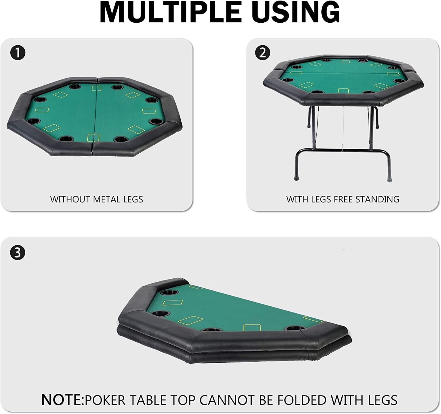 Poker Table Folding Casino Table Top - Texas Hold 'Em Poker Table Poker Set Board Gaming Table - The Toy Base