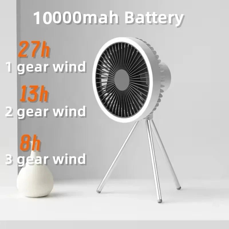 Portable Air Circulator Wireless Ceiling Electric Fan with Power Bank LED Light Tripod - I Love 💕