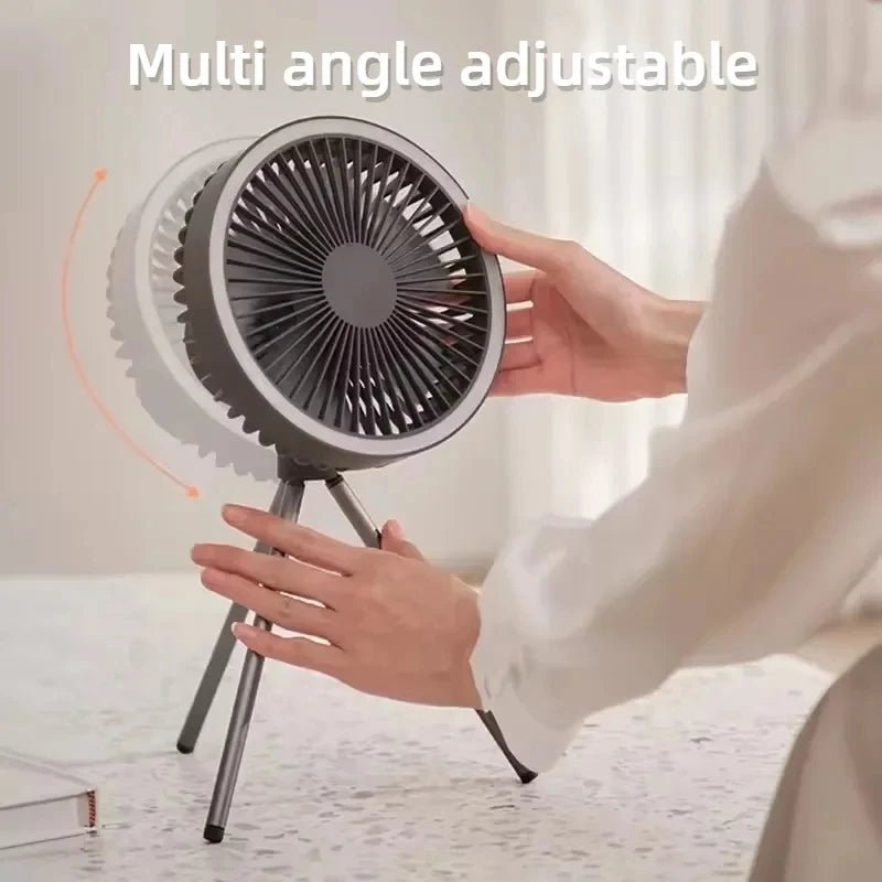 Portable Air Circulator Wireless Ceiling Electric Fan with Power Bank LED Light Tripod - I Love 💕