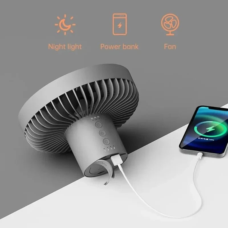 Portable Air Circulator Wireless Ceiling Electric Fan with Power Bank LED Light Tripod - I Love 💕