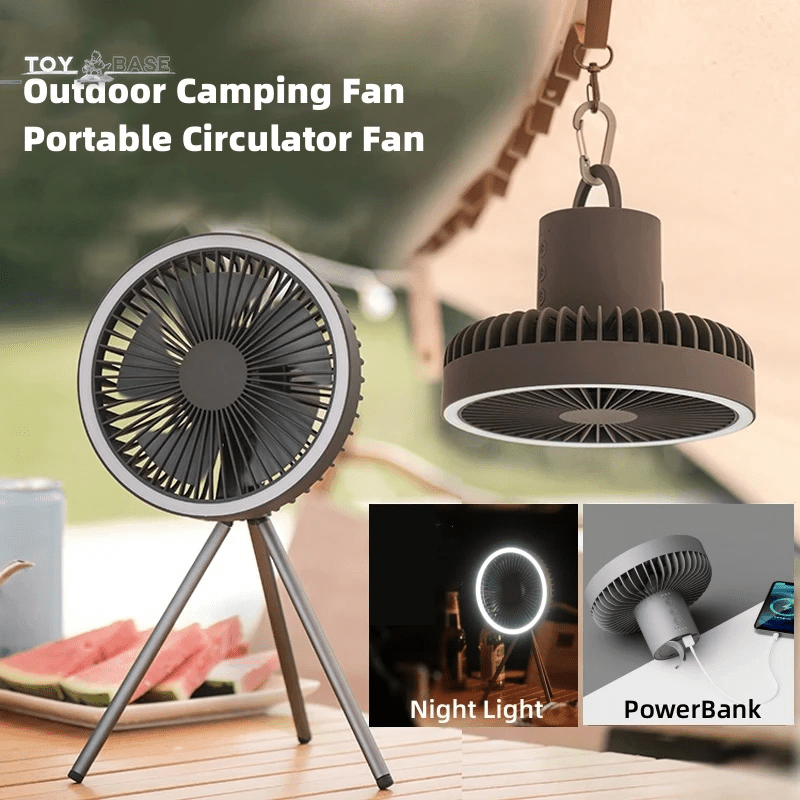 Portable Air Circulator Wireless Ceiling Electric Fan with Power Bank LED Light Tripod - I Love 💕