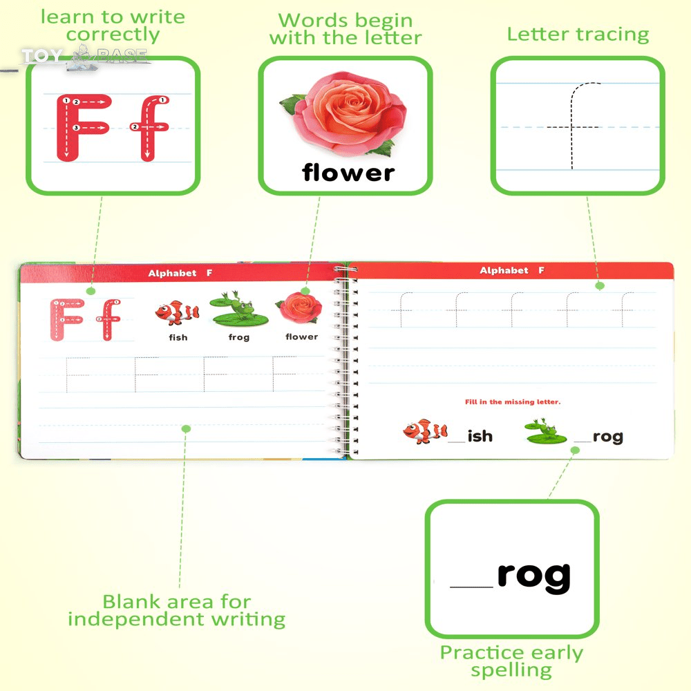 Practicing Book ABC Alphabet Sight Words - Handwriting Educational Montessori Toy - Learn to Write Workbook Numbers Letters - The Toy Base