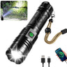 Rechargeable LED Flashlight, 90000 Lumens Super Bright Powerful LED Flashlight with 5 Modes, Waterproof Zoomable Tactical Flashlight for Emergency Camping Home - The Toy Base