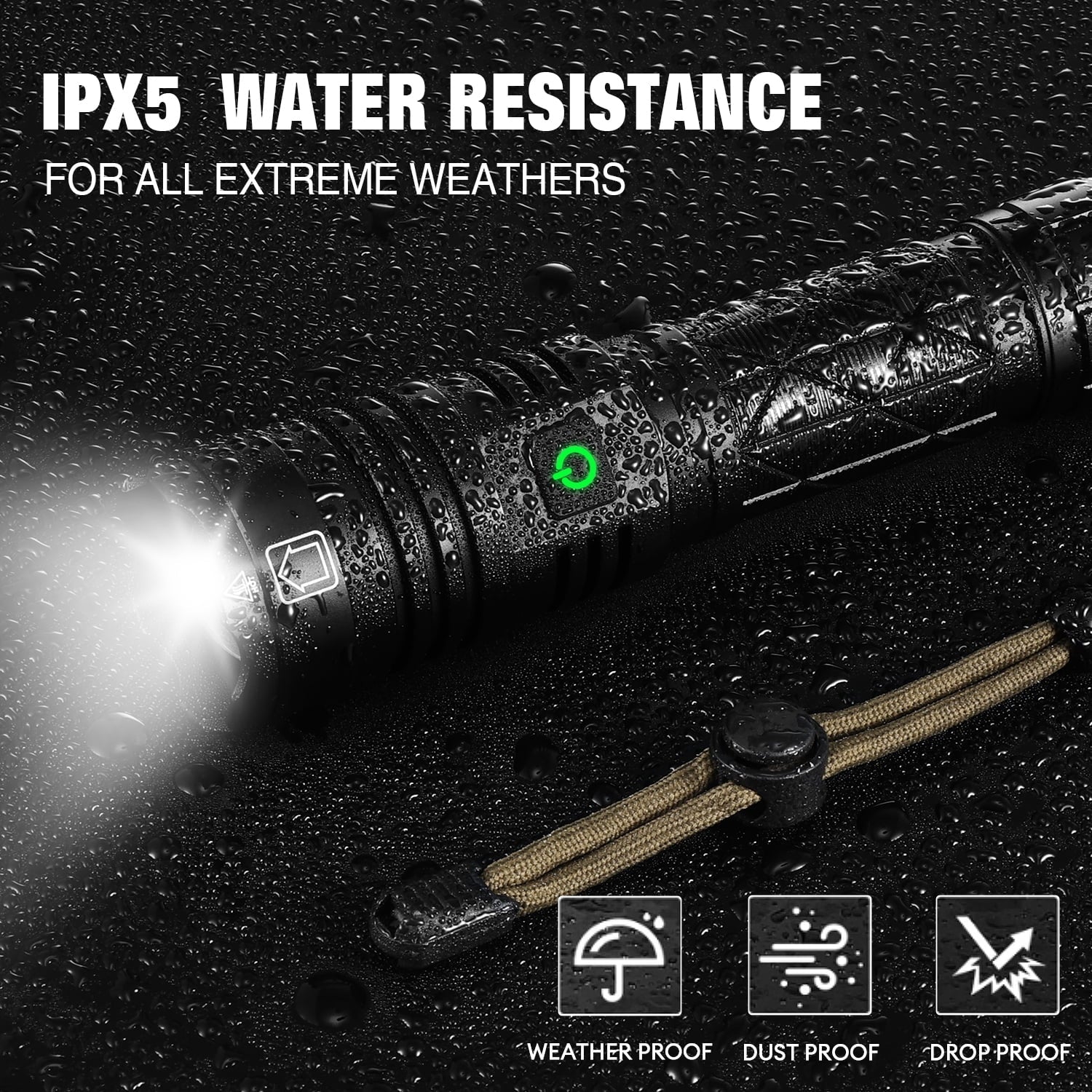 Rechargeable LED Flashlight, 90000 Lumens Super Bright Powerful LED Flashlight with 5 Modes, Waterproof Zoomable Tactical Flashlight for Emergency Camping Home - The Toy Base