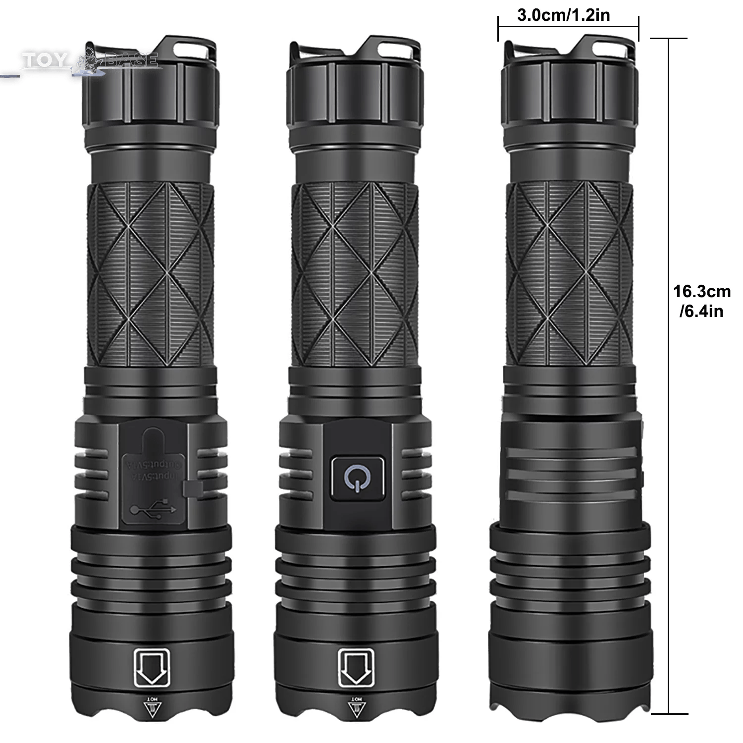 Rechargeable LED Flashlight, 90000 Lumens Super Bright Powerful LED Flashlight with 5 Modes, Waterproof Zoomable Tactical Flashlight for Emergency Camping Home - The Toy Base