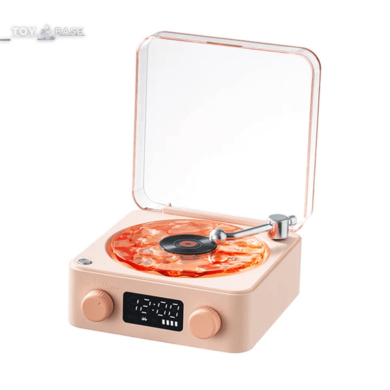 Retro Waves Vinyl Player White Noise Bluetooth Speaker Sleep Aid Turntable Speaker with Dynamic Water Ripple RGB Light - I Love 💕