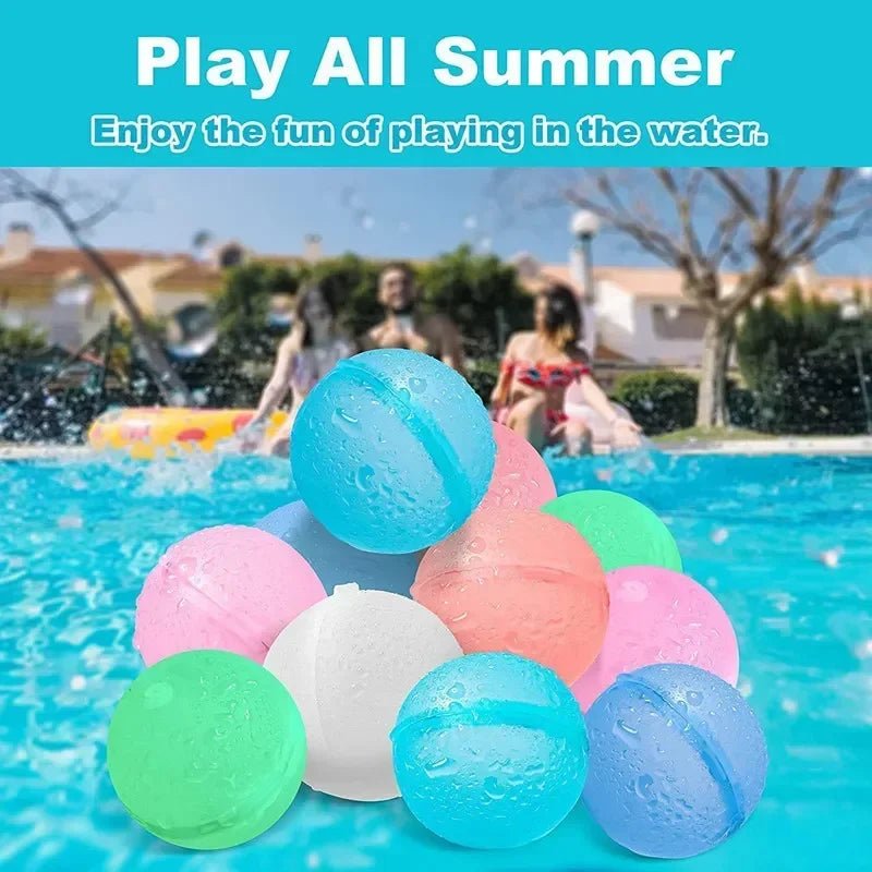 Reusable Water Bomb Splash Balls for Kids, Refillable Water Balloon, Quick Fill, Self Sealing, Swimming Pool - I Love 💕