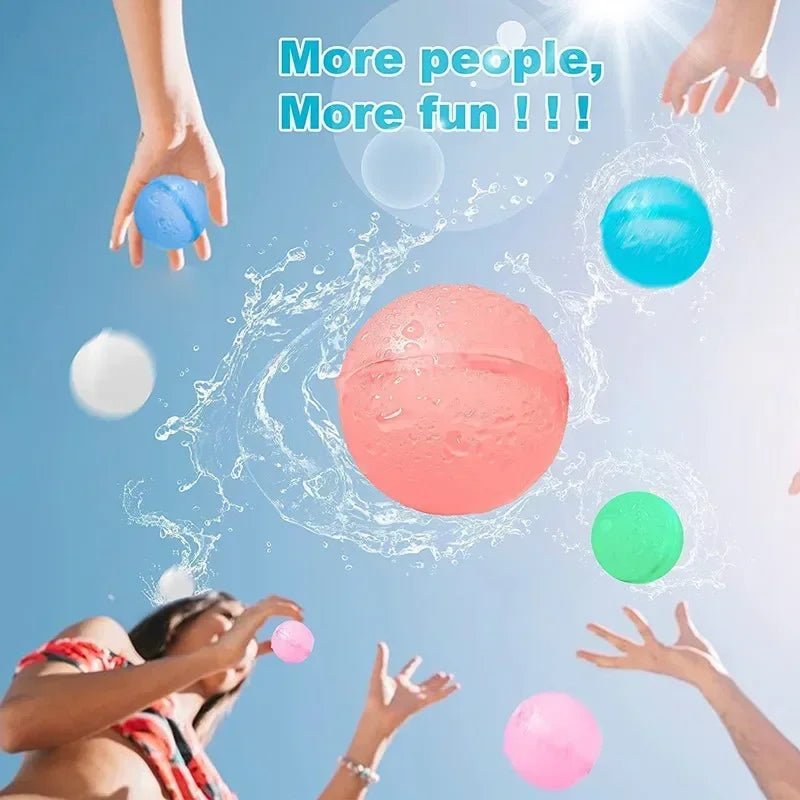 Reusable Water Bomb Splash Balls for Kids, Refillable Water Balloon, Quick Fill, Self Sealing, Swimming Pool - I Love 💕