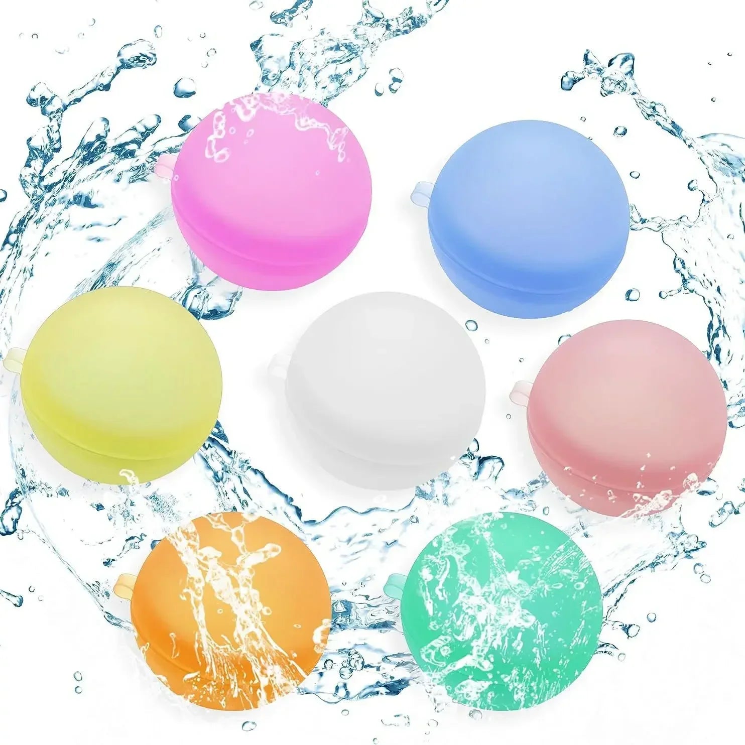 Reusable Water Bomb Splash Balls for Kids, Refillable Water Balloon, Quick Fill, Self Sealing, Swimming Pool - I Love 💕