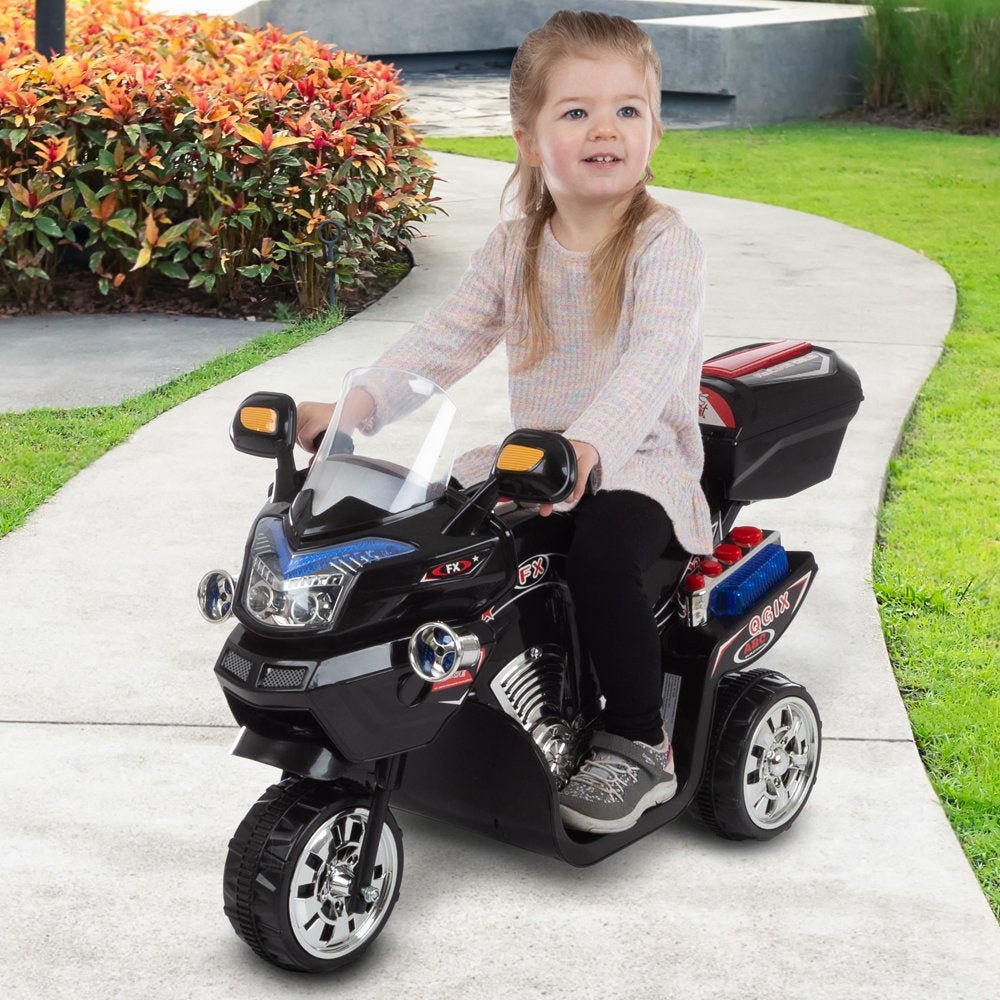 Ride on Toy, 3 Wheel Motorcycle Trike for Kids by Hey! Play! ? Battery Powered Ride on Toys for Boys and Girls, 2 - 5 Year Old - Black FX - The Toy Base