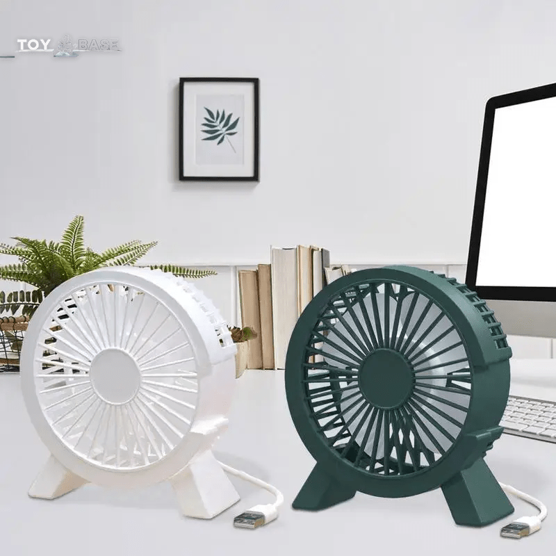 Rubi Desk Fan - Strong Wind - Mini - Low Noise - Portable - Cooling - USB Powered - Rechargeable - I Love 💕