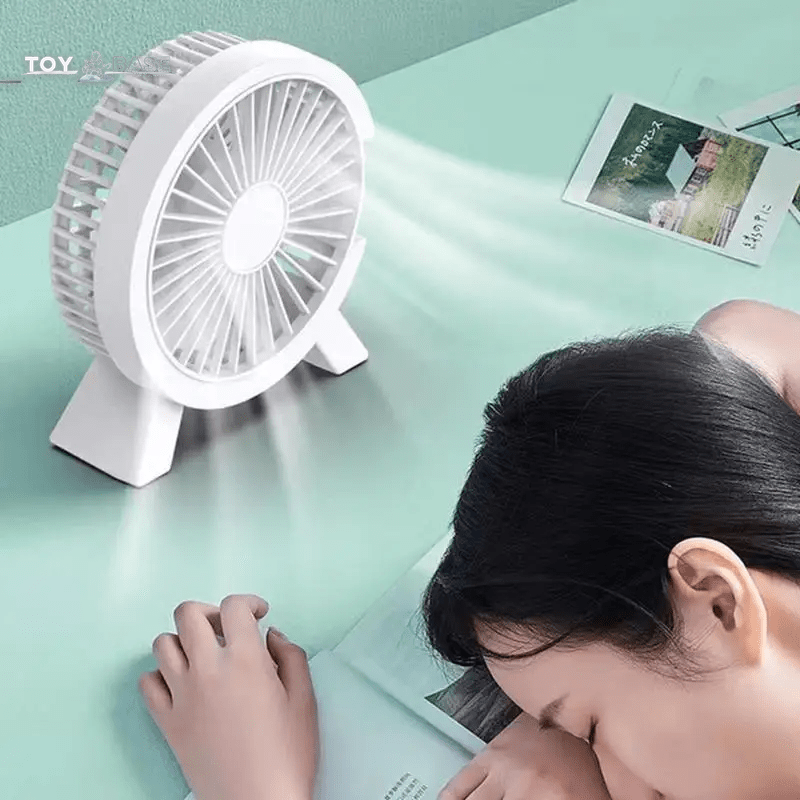 Rubi Desk Fan - Strong Wind - Mini - Low Noise - Portable - Cooling - USB Powered - Rechargeable - I Love 💕