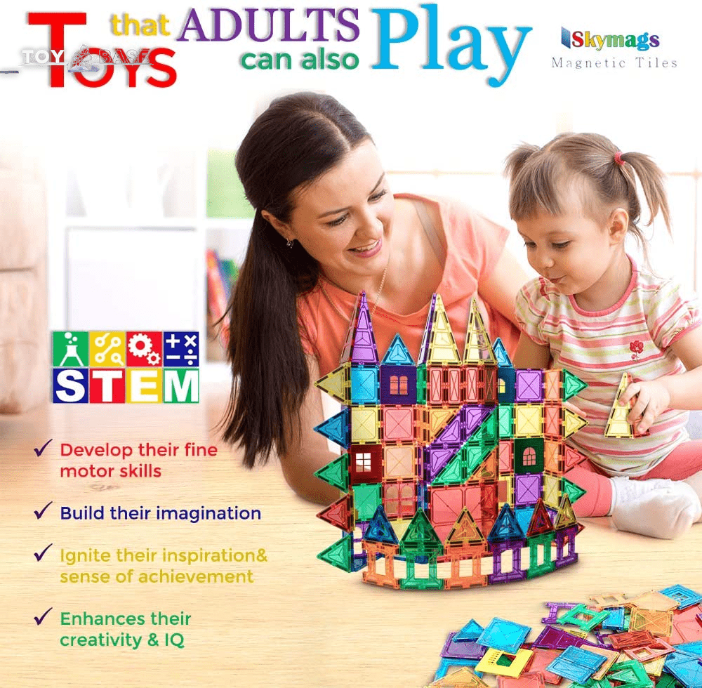 Skymags Magnetic Tiles Building Blocks set (100 Pcs) - The Toy Base