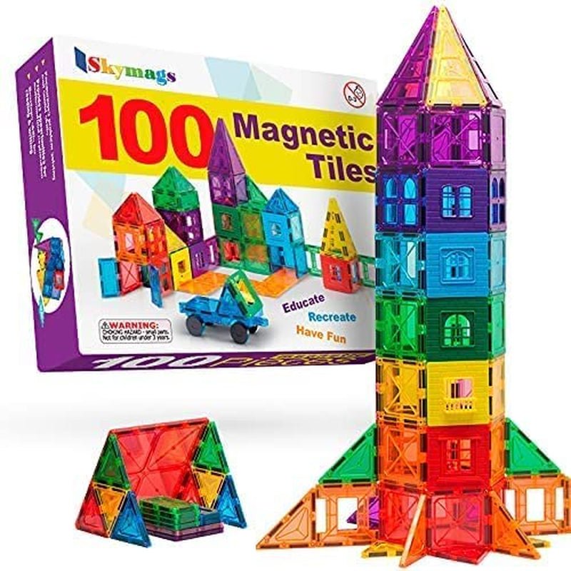 Skymags Magnetic Tiles Building Blocks set (100 Pcs) - The Toy Base