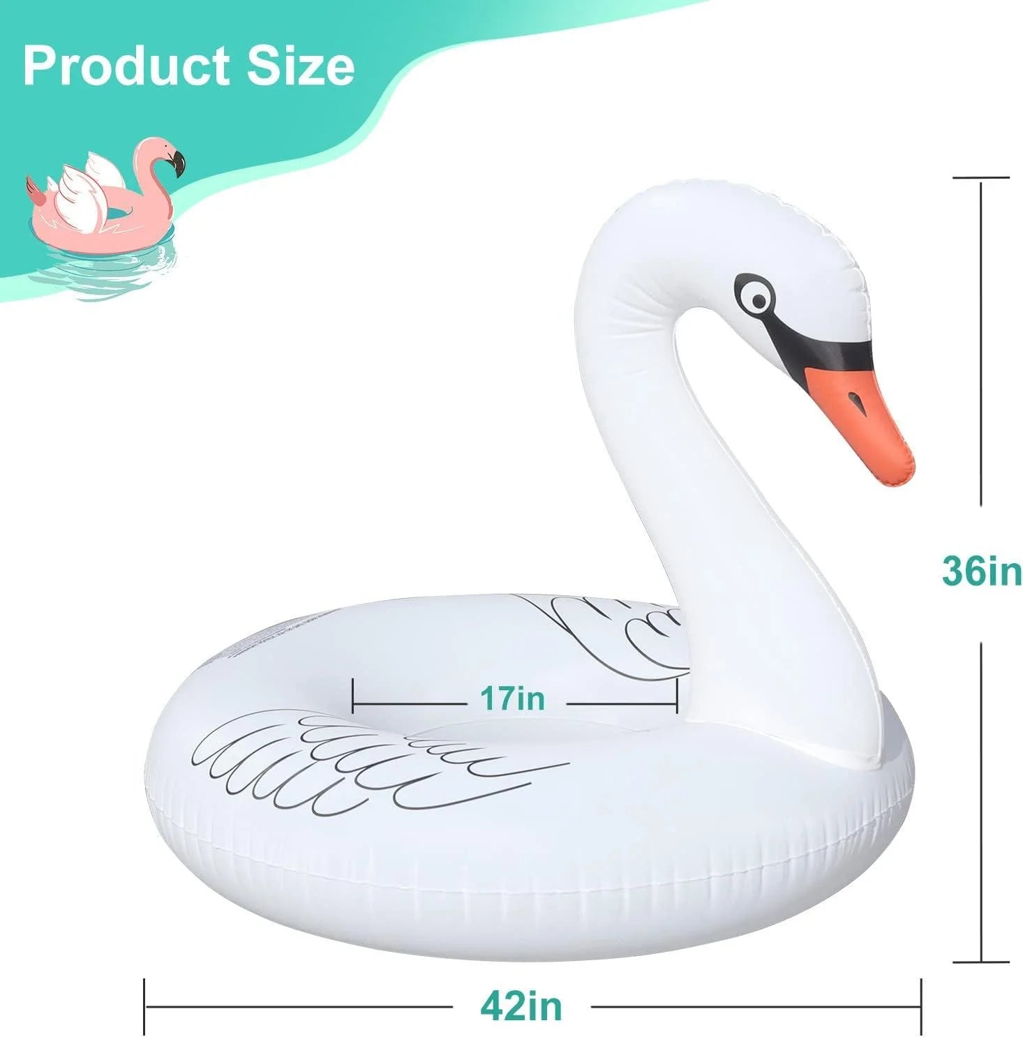 Solar Powered Inflatable Swan Pool Floats with Color - Changing Lights - I Love 💕