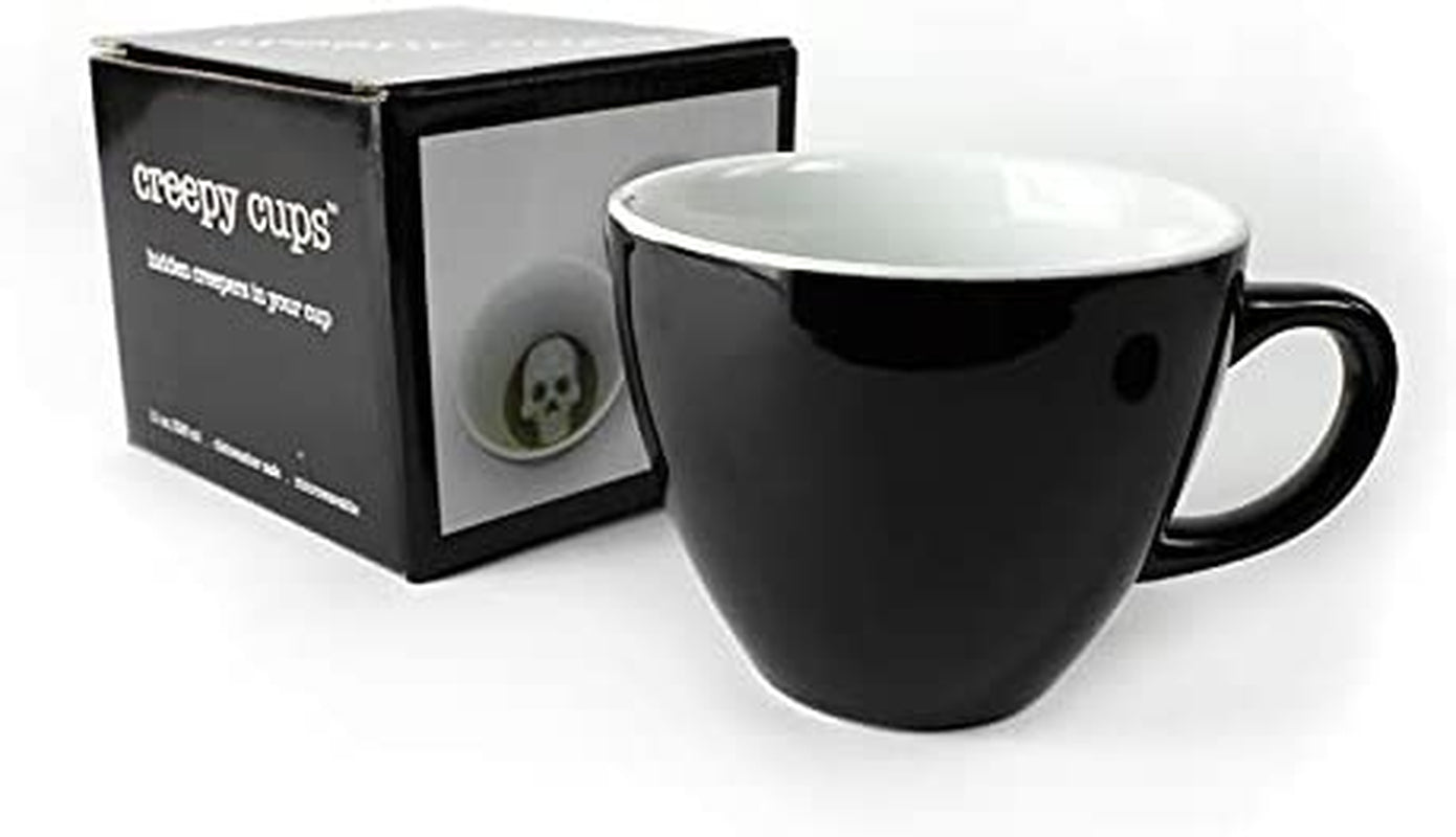 SPIDER Ceramic Cup (11 Ounce, Black Exterior) - Creepy Cups - Hidden 3D Critter inside Mug Emerges as You Drink - The Toy Base