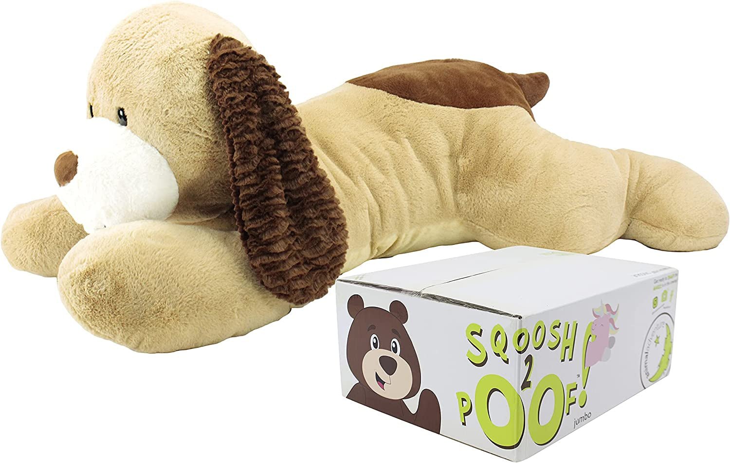 Sqoosh 2 Poof Giant, Cuddly, Ultra Soft Plush Stuffed Animal with Bonus Interactive Surprise - 44" Dog - The Toy Base