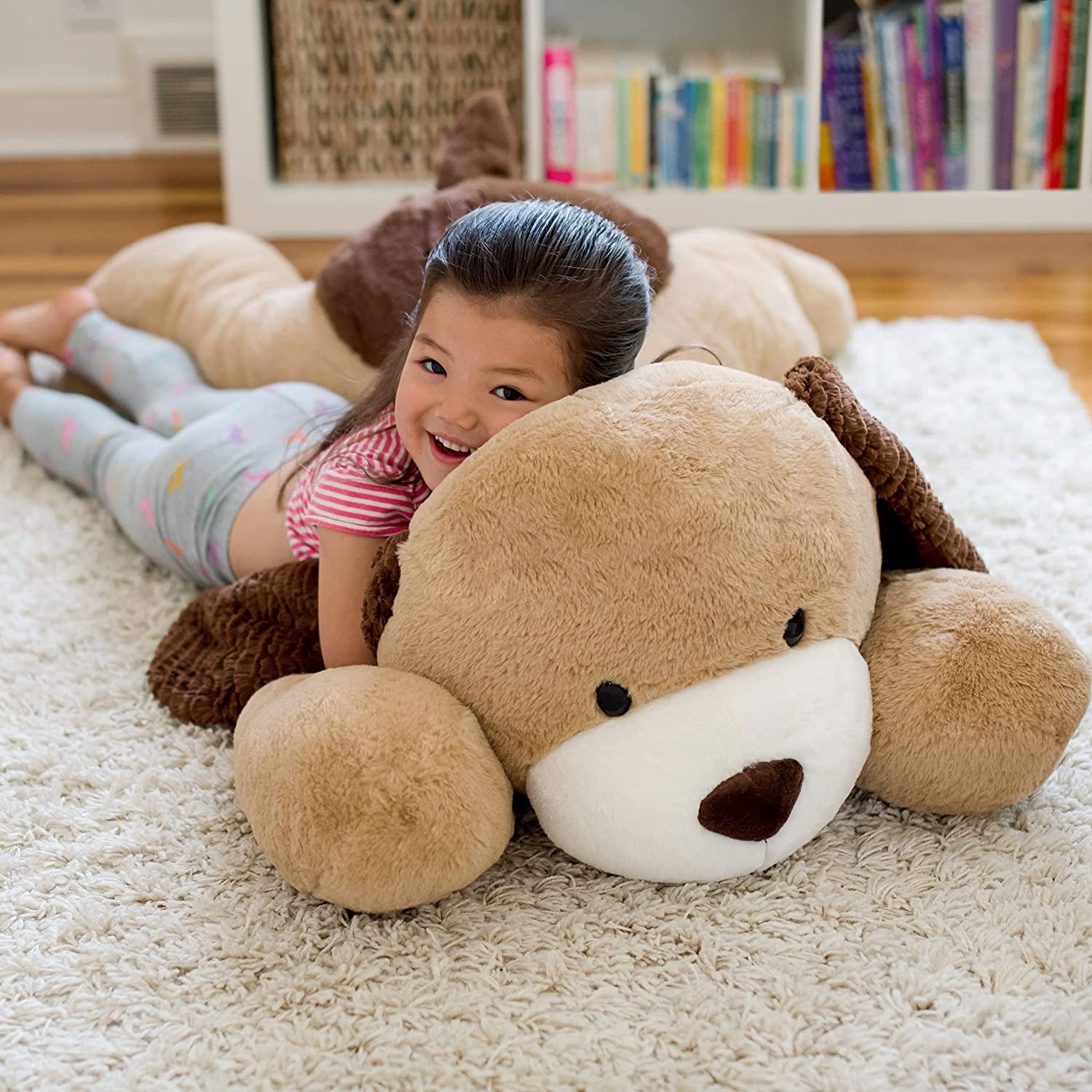 Sqoosh 2 Poof Giant, Cuddly, Ultra Soft Plush Stuffed Animal with Bonus Interactive Surprise - 44" Dog - The Toy Base