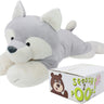 Sqoosh2Poof Giant, Cuddly, Ultra Soft Plush Stuffed Animal with Bonus Interactive Surprise - 44" Husky - I Love 💕