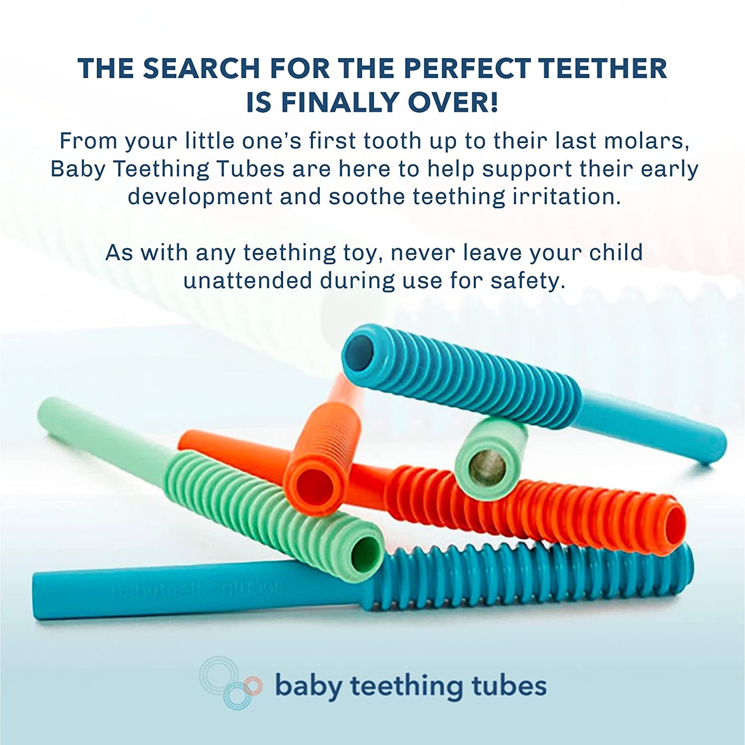 Toddler Silicone Teether - 7 Inches, Ivory - Baby Must Haves for Teething Relief - Food Safe & Easy to Clean - The Toy Base