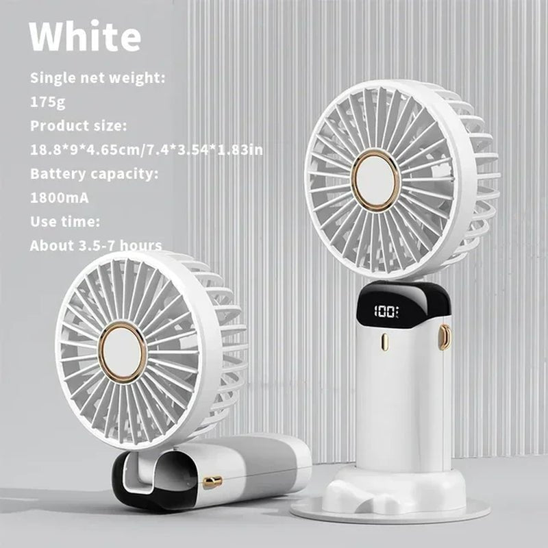 Ultra Breeze Mini Fan - Foldable - 5 Speed - Rechargeable - with Phone Stand - Ice department (2025) - I Love 💕